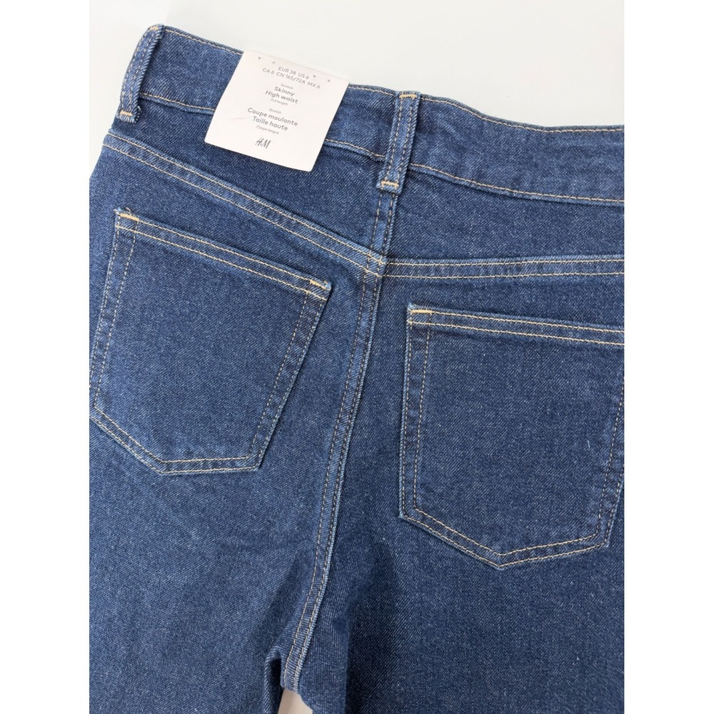 H&M Womens High Waist Skinny Jeans Dark Wash Blue Stretch Denim Size 6 NEW - Picture 4 of 4